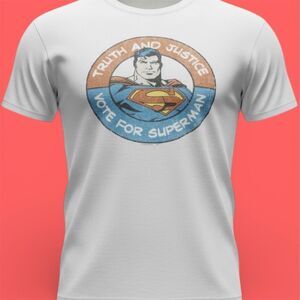 DC Comics Superman Vote for Superman Graphic T-Shirt – Funny Election Superhero